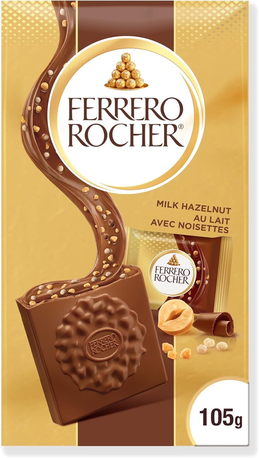 FERRERO ROCHER Premium Hazelnut, 10 Individually Wrapped Chocolates, Great for Sharing or Gifting, Milk chocolate squares (105g) - 4