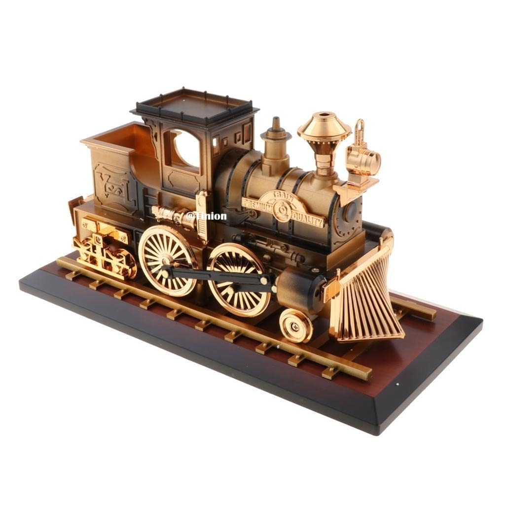 Vintage Steam Locomotive Music Box, Gold Antique Train Model with Wooden Look Display Base (Pack of 1)-image-26