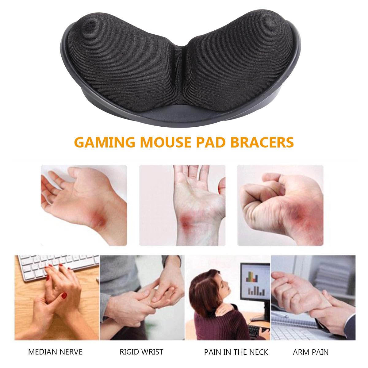 MAGICLULU 3-teiliges Gaming-mauspad Integriertes Handgelenkauflage-pad Handauflage-pad Für Memory Foam-kissen Schwarz Ergonomische Unterstützung
