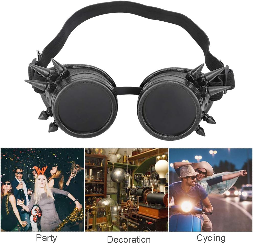 Steampunk Goggles, Abs Industrial Vintage Unique Spiked Welding Steampunk Glasses Double Layer Windproof Sunglasses