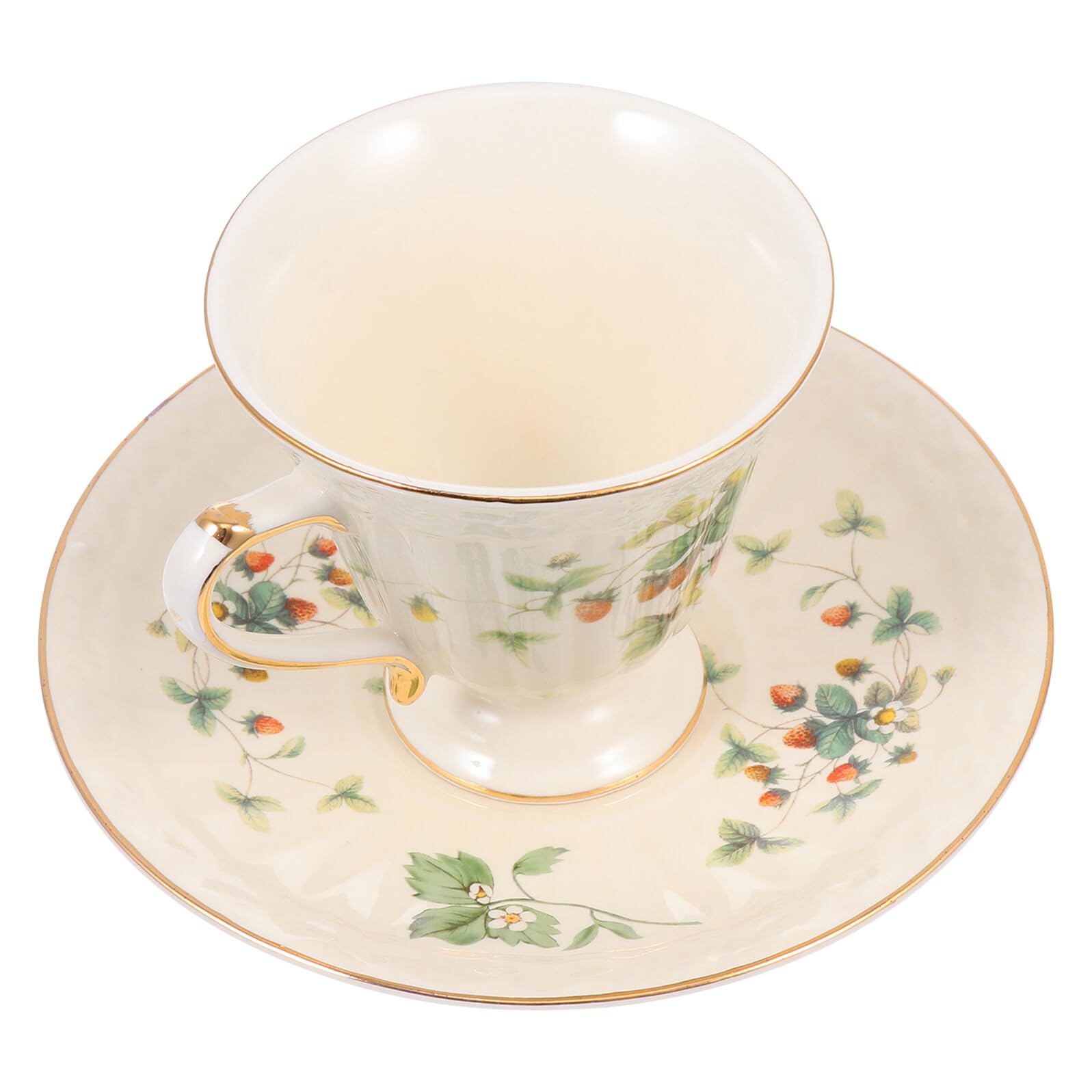 GARVALON Keramiktasse mit Untertasse 1 Satz, Weiß, Europäisch, Retro