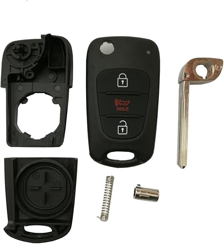 Miniatura 8 de 2 fundas para llavero de automóvil para Kia Soul Rio sin llave, plegable, 3 botones, cubierta exterior de repuesto con hoja sin cortar en blanco