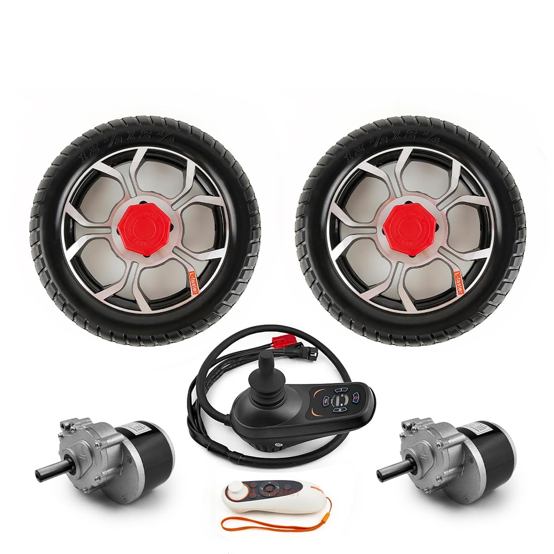 L-faster Kit de conversión de Motor de Silla de Ruedas con Control Remoto 250W para Silla de Ruedas eléctrica Plegable Ligera de 12 Pulgadas