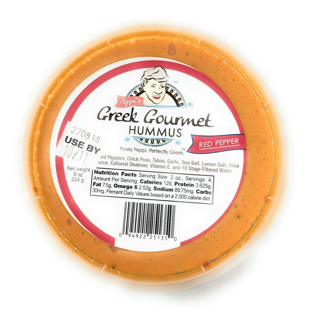 The Greek Gourmet, Hummus Red Pepper, 8 Ounce Grocery