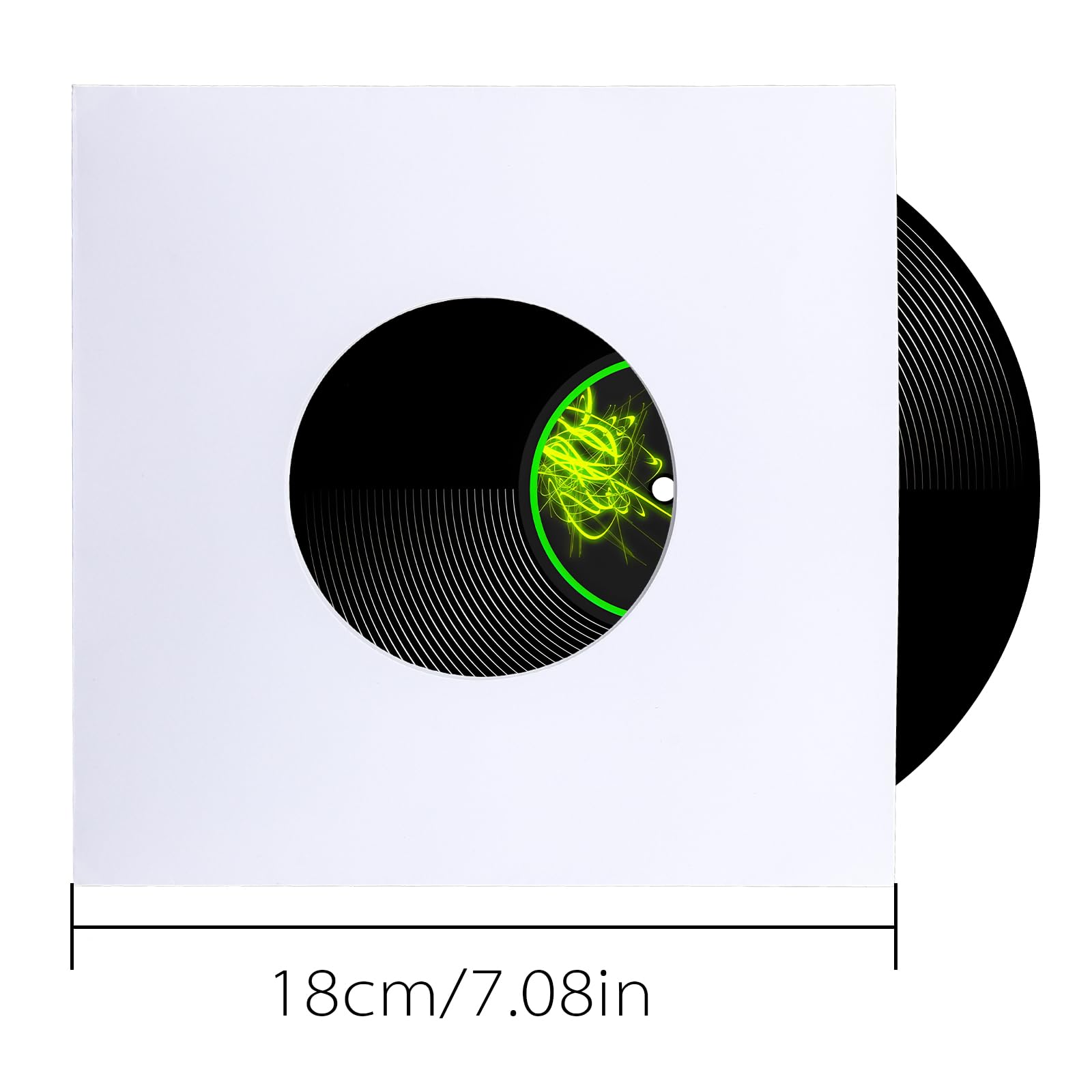 60 fundas de papel para discos de vinilo de 7 pulgadas, fundas de papel de 45 RPM, cubiertas de protección con agujeros para discos de vinilo, cubiertas exteriores cuadradas para