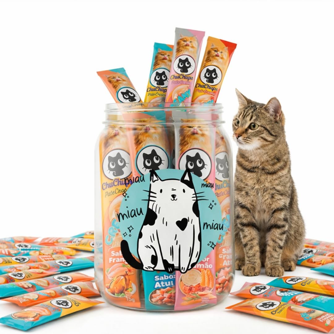 Petisco Cremoso para Gatos ChuChups Creamy 15g cada Snack para Gato Alta Palatabilidade