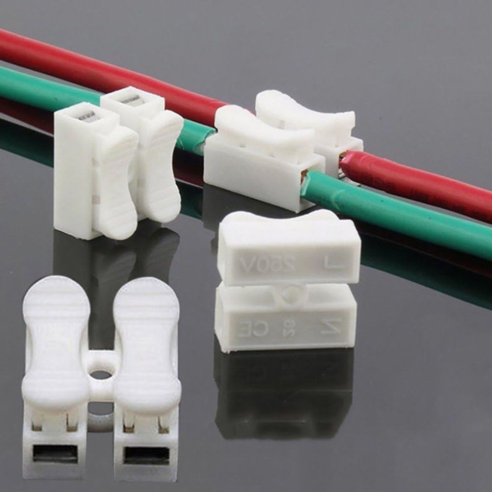TopHomer 50 Packs Push Quick Wire Cable Connector Electrical Cable Clamp Terminal Block Connector, LED Strip Light Wire Connecting, White