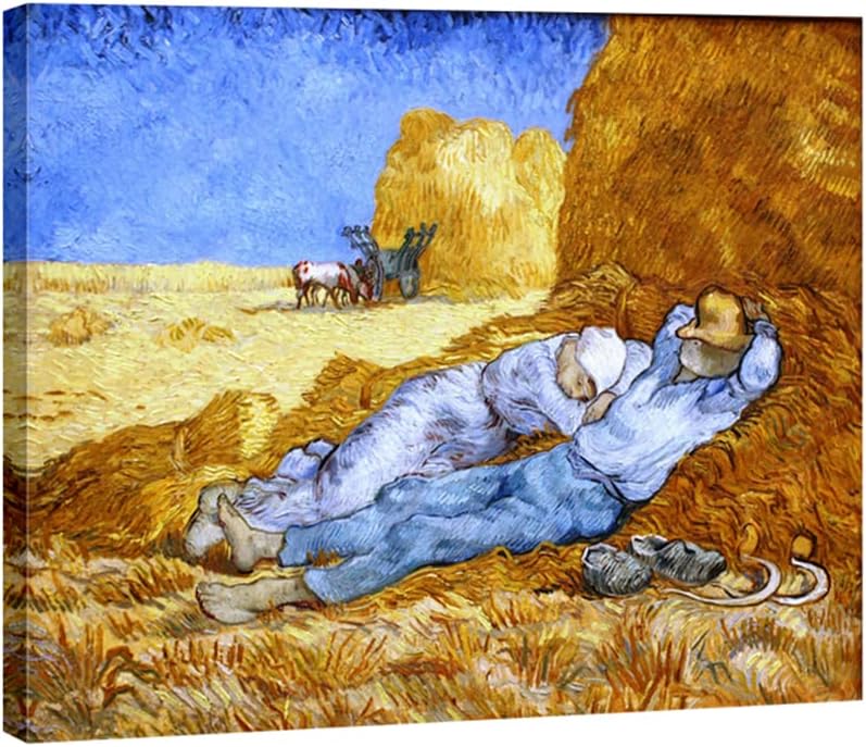 Wieco Art Noon by Vincent Van Gogh Famous Oil Paintings Reproduction Classic Canvas Prints Wall Art Pictures for Home Office Decorations Modern Stretched Abstract Landscape Artwork