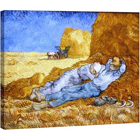 Wieco Art Noon by Vincent Van Gogh Famous Oil Paintings Reproduction Classic Canvas Prints Wall Art Pictures for Home Office Decorations Modern Stretched Abstract Landscape Artwork