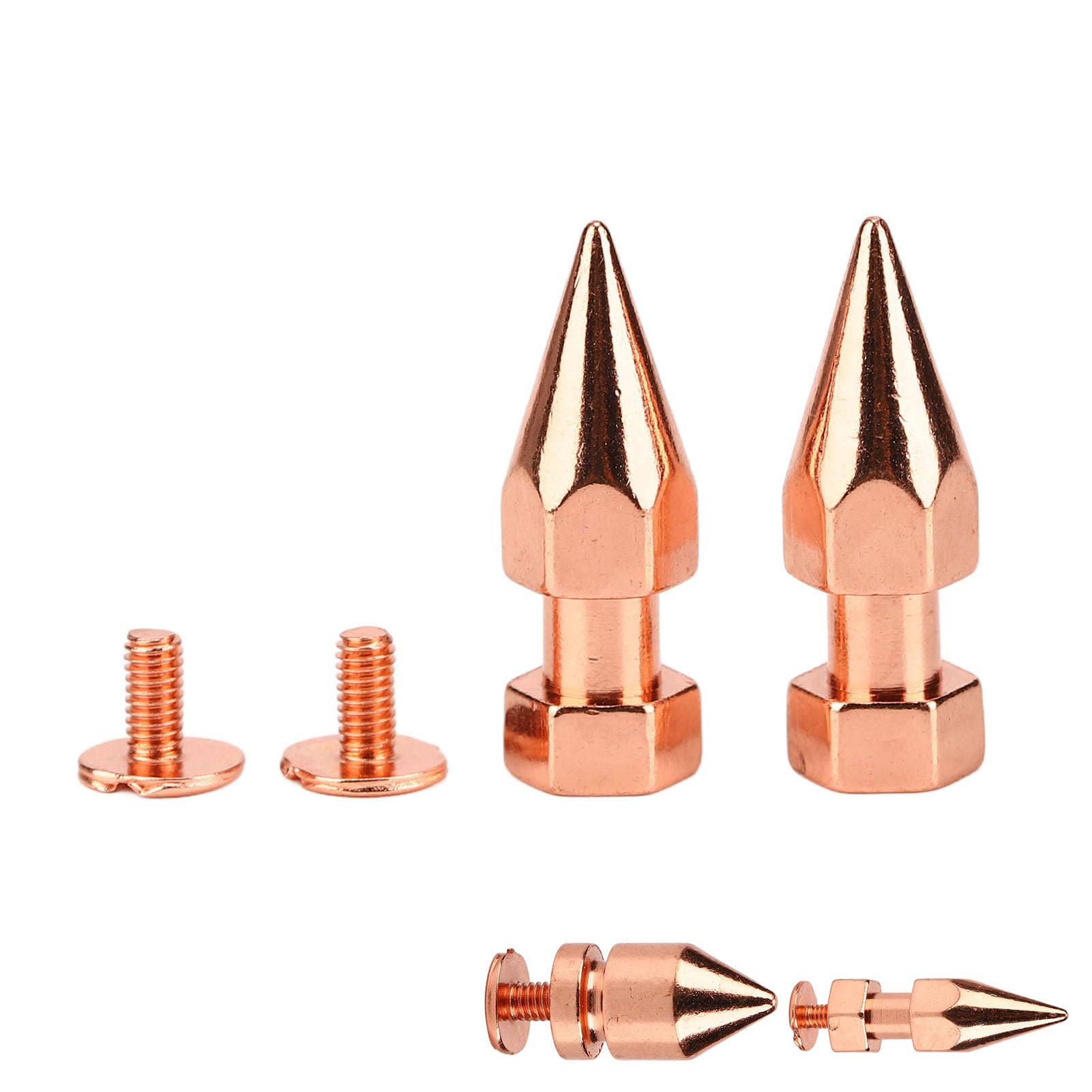 JEOZBM 100 Sets Nieten und Spikes, Kegelförmige Spikes Aus Roségoldenem Metall, Punk-Kleidungsspikes, Schraubnieten, Nieten für DIY-Schuhe, Gürtel, Taschen, Kleidung(8 * 26mm-Roségold)