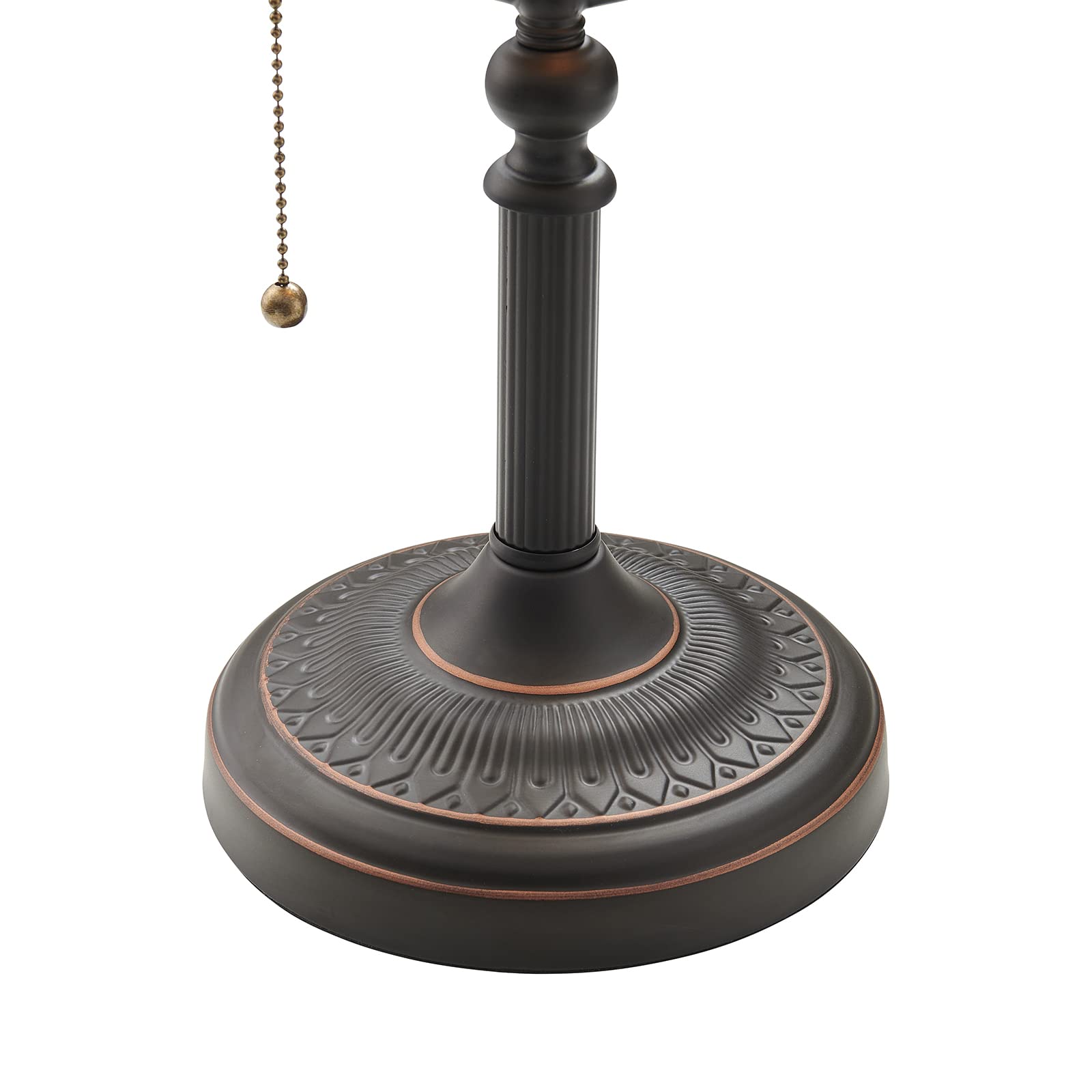 Lampada da scrivania da banchiere in vetro ambrato opaco | interruttore a catena per tirare