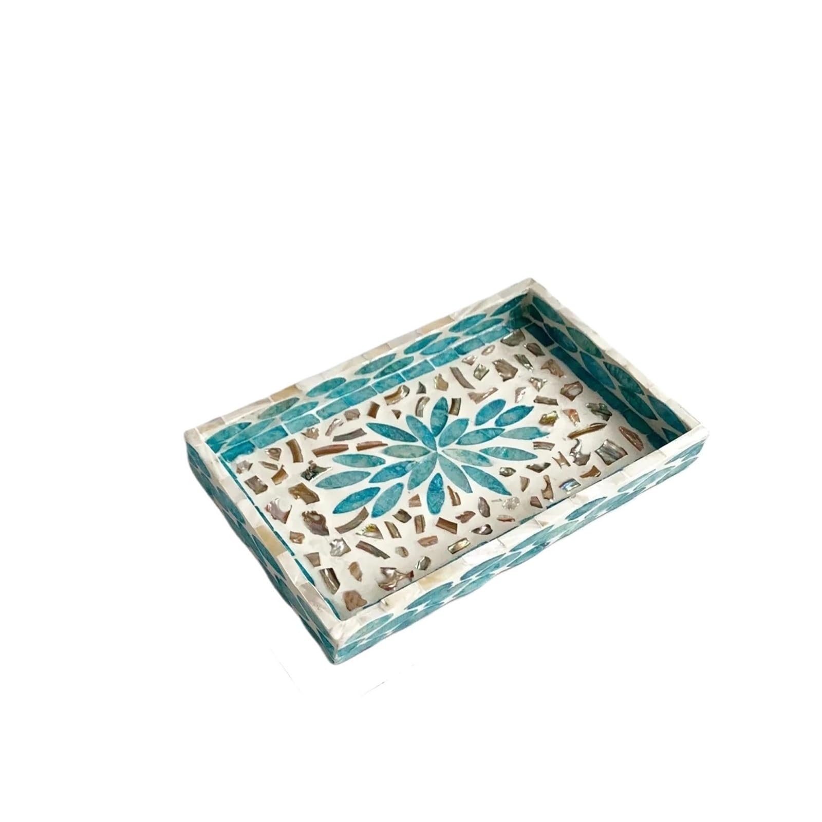 Plateau en coquillages rectangulaire haut de gamme style 01 mosaïque marine