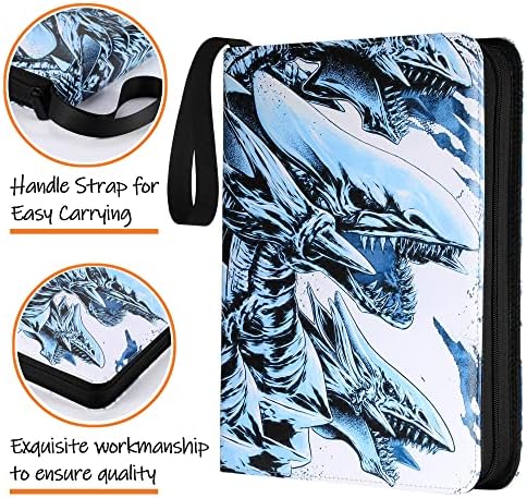 Card Binder for Yugioh Cards, 720+ Pockets Trading Card Binder with 40 Removable Sleeves, 9 Pocket Card Binder Collector Album Holder Book Folder Organizer for Yu-Gi-Oh, MTG, TCG, Other Sports Cards