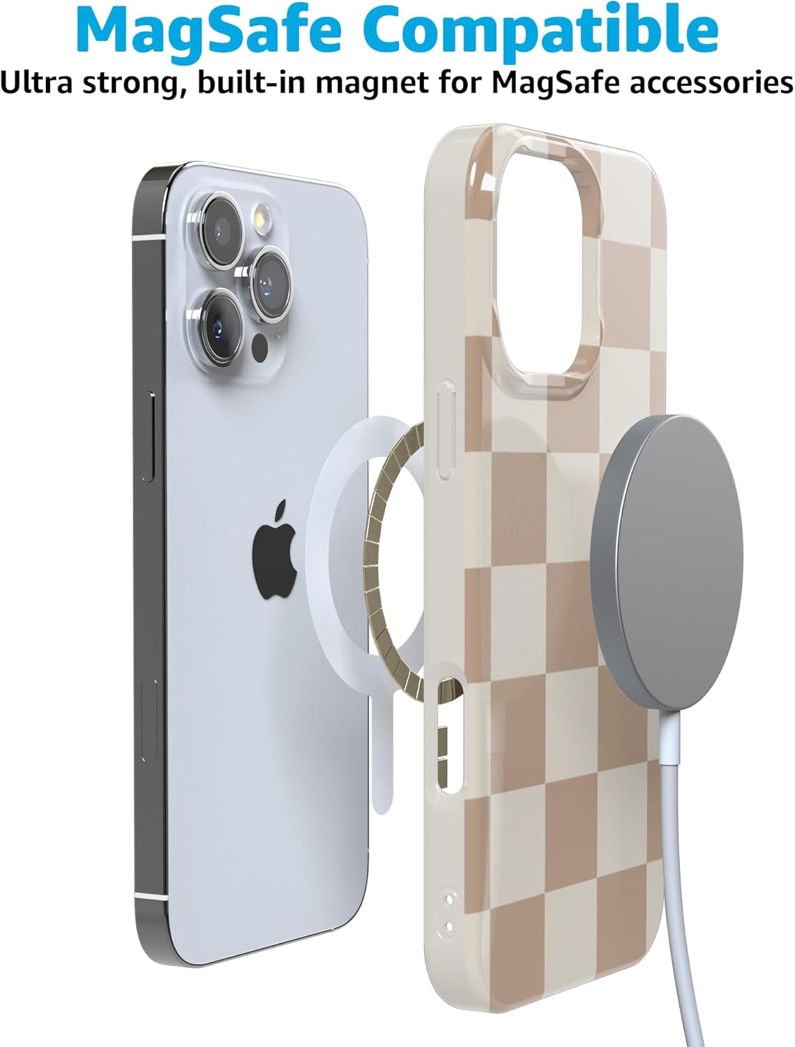 Casely iPhone 16 Pro Max Case | Fit Check | Neutral Checkerboard | Compatible with MagSafe | Classic Ultra Slim Design - Image 2