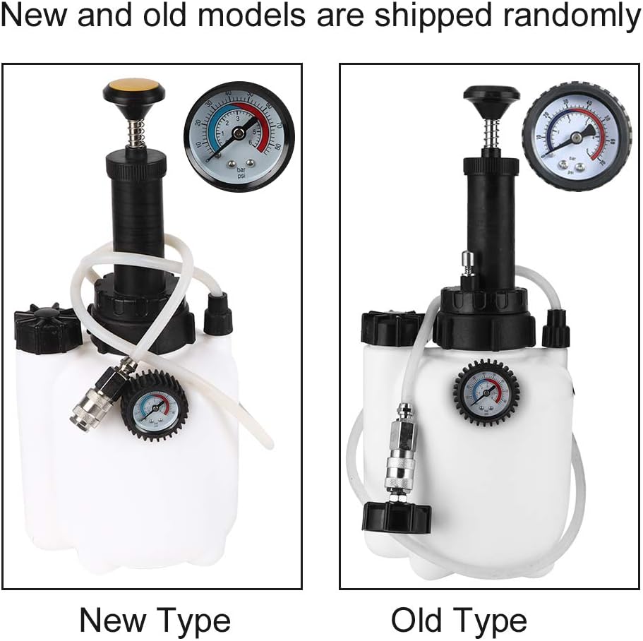 Comparison of new and old types of the koulate 3L Manual Brake Bleeder Kit, showing slight design variations.