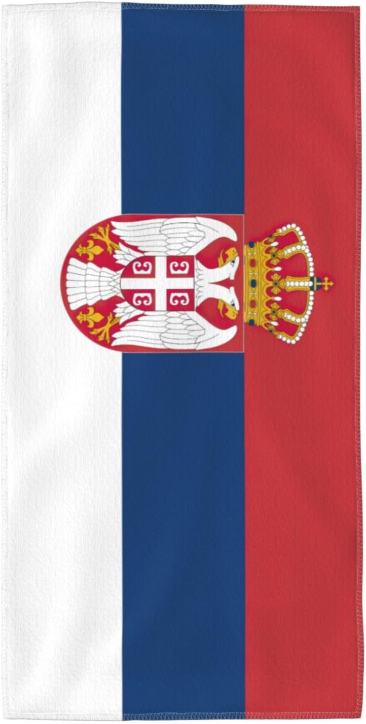 Flag of Serbia Print Hand Towels for Kitchen, Decorative Bathroom Towels Decor Farmhouse Cute for Men Women Gifts
