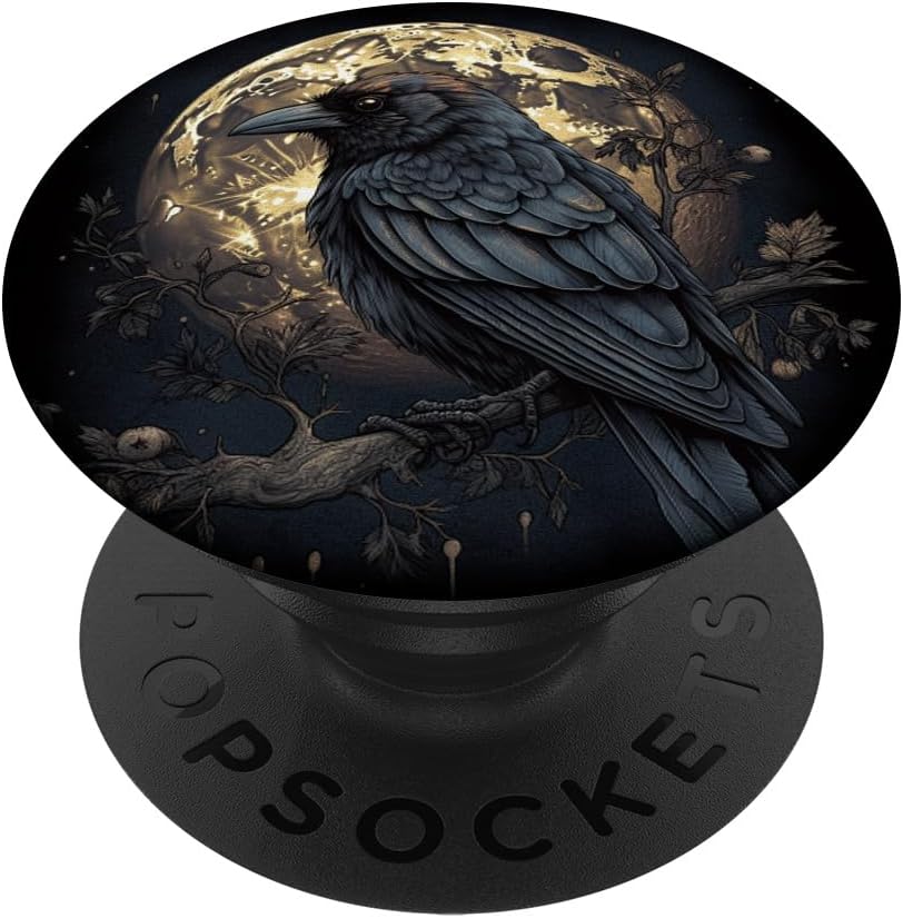 Moonlight Crow Aesthetic Moon Raven PopSockets PopWallet for MagSafe
