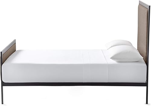 Miniatura 2 de Malouf - Juego de cama Clarke de diseño, incluye cabecero y base, estructura de acero, disponible en 5 colores plataforma, Cal King, Desert