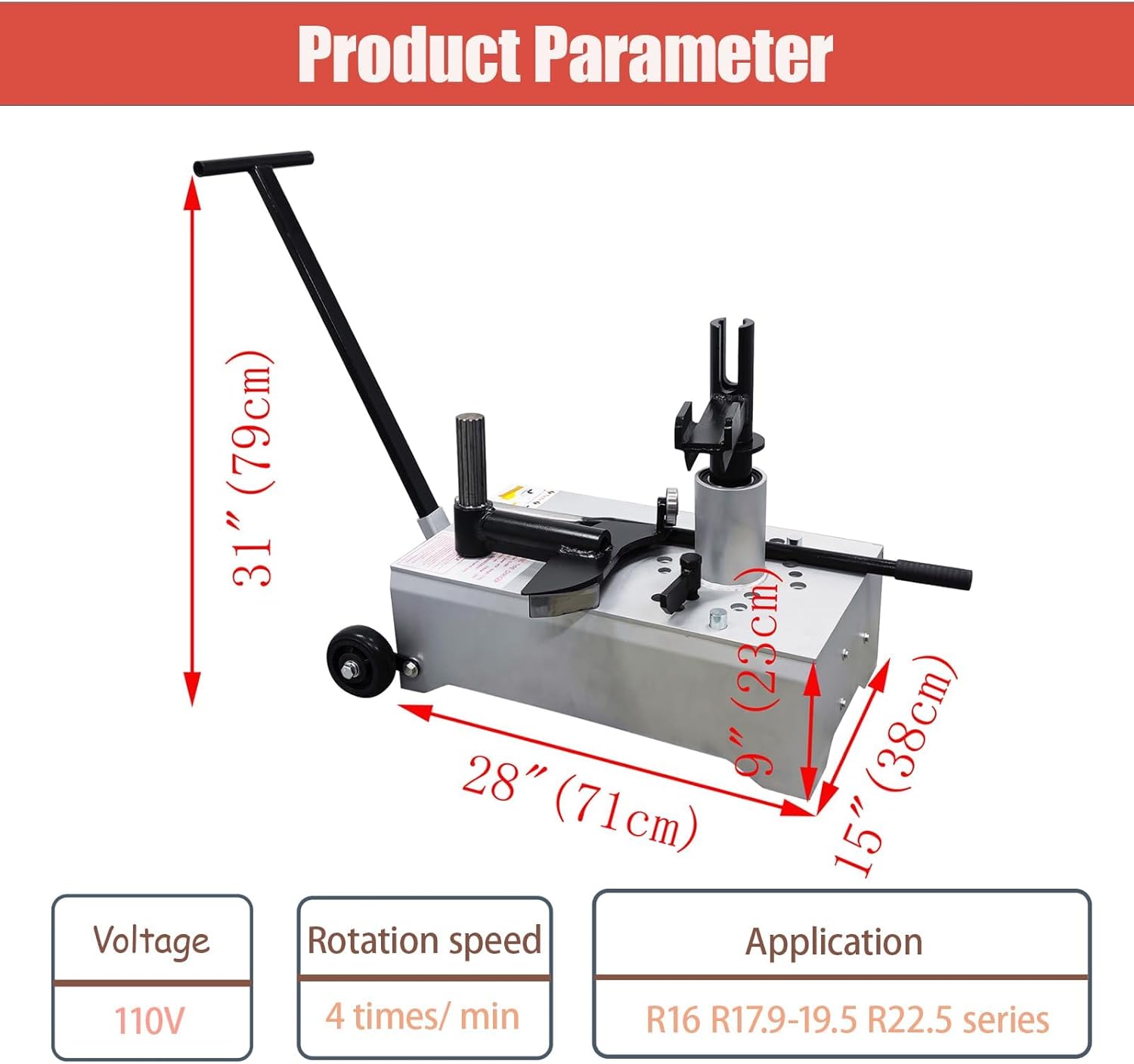 R16 R17.9-19.5 R22.5 Electric Truck Tire Changer,110V 4KW Portable Remote Control Tire Changing Machine,for Repair Shops and Fleet Service