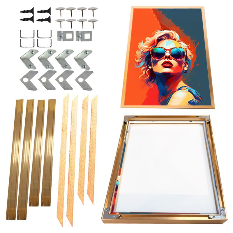 Canvas Frame 8x10 inch(20x25cm),DIY Metal Floating Frame with 0.5in Deep for Canvas Prints Oil Paintings,Wall Art,Poster Living Room Bedroom Kitchen Decor (Gold)