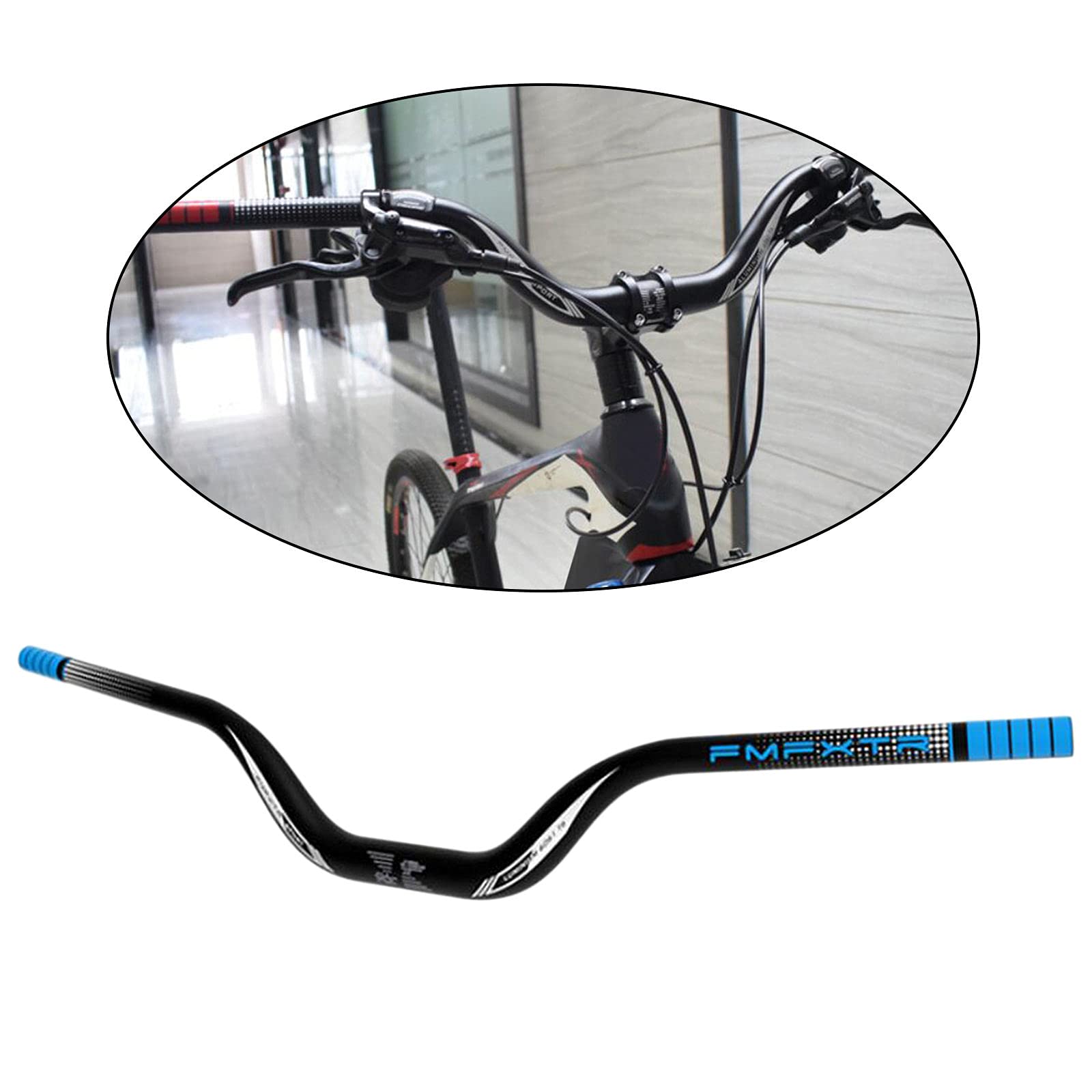 Generic Manubrio Leggero per Mountain Bike MTB Down Hill DH Bicicletta Barra Riser Extra Lunga 31,8 mm 720 mm Manubrio rialzato Alto - 720mm Blu