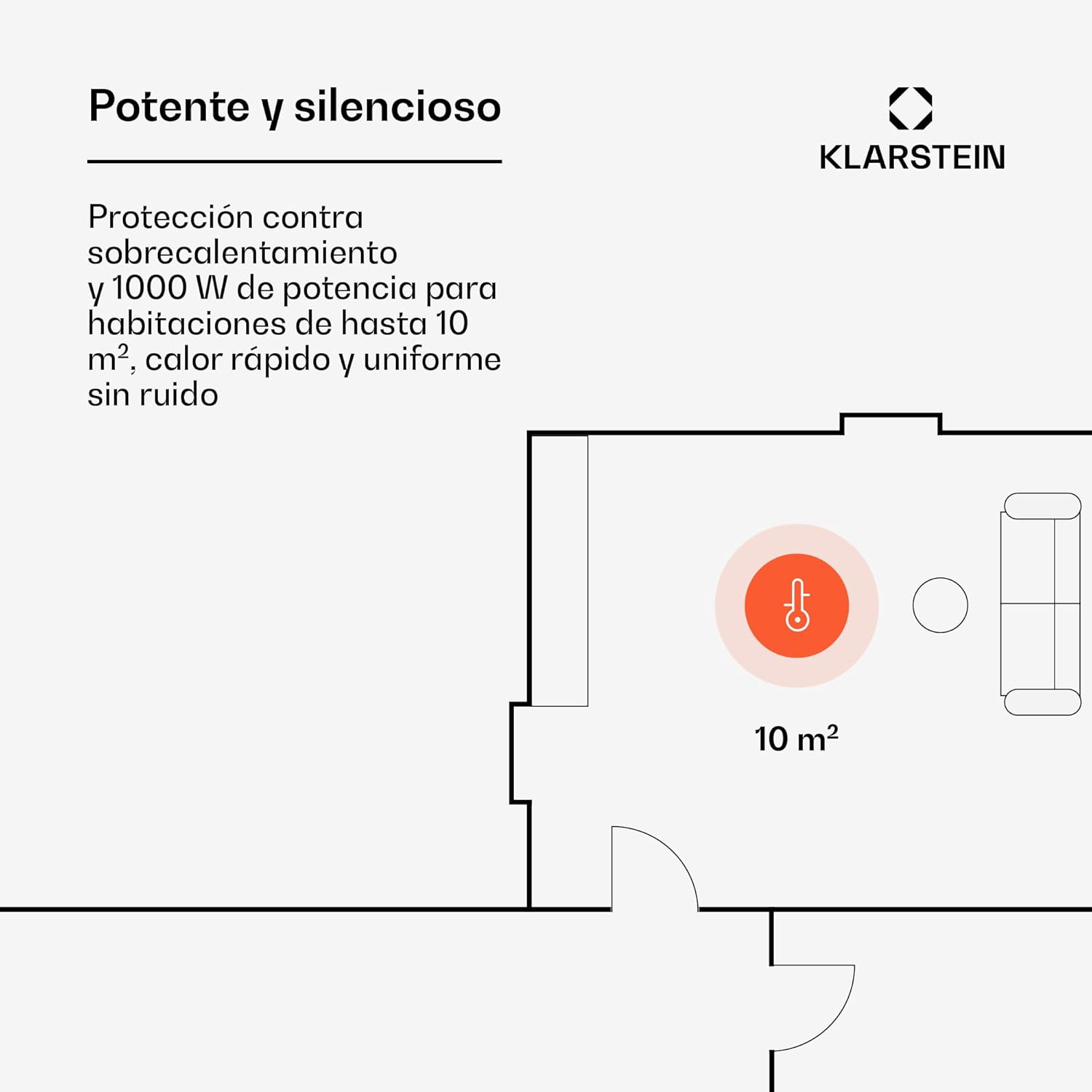 Klarstein ACO7-1400-kbhn Electric Convector Heater front view ngesibonisi sedijithali