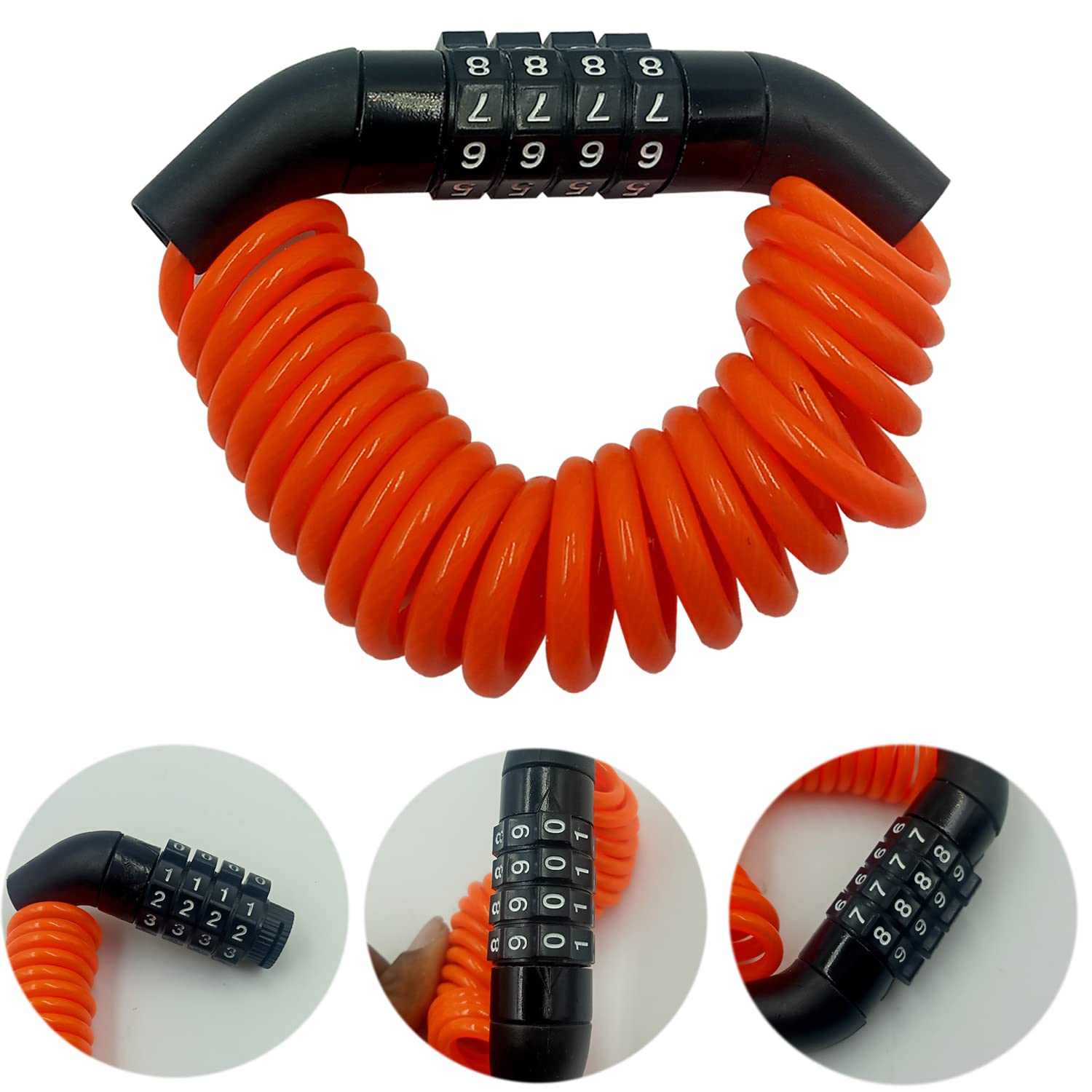 AXWee Motorbike & Bicycle Lock 4 Digit Password Anti-Theft Bike Lock Cycling Helmet Code Combination Security Cable Lock for All Bike, Steel,Finish (Orange) (B0B47G4YD8) Amazon Price History, Amazon Price Tracker