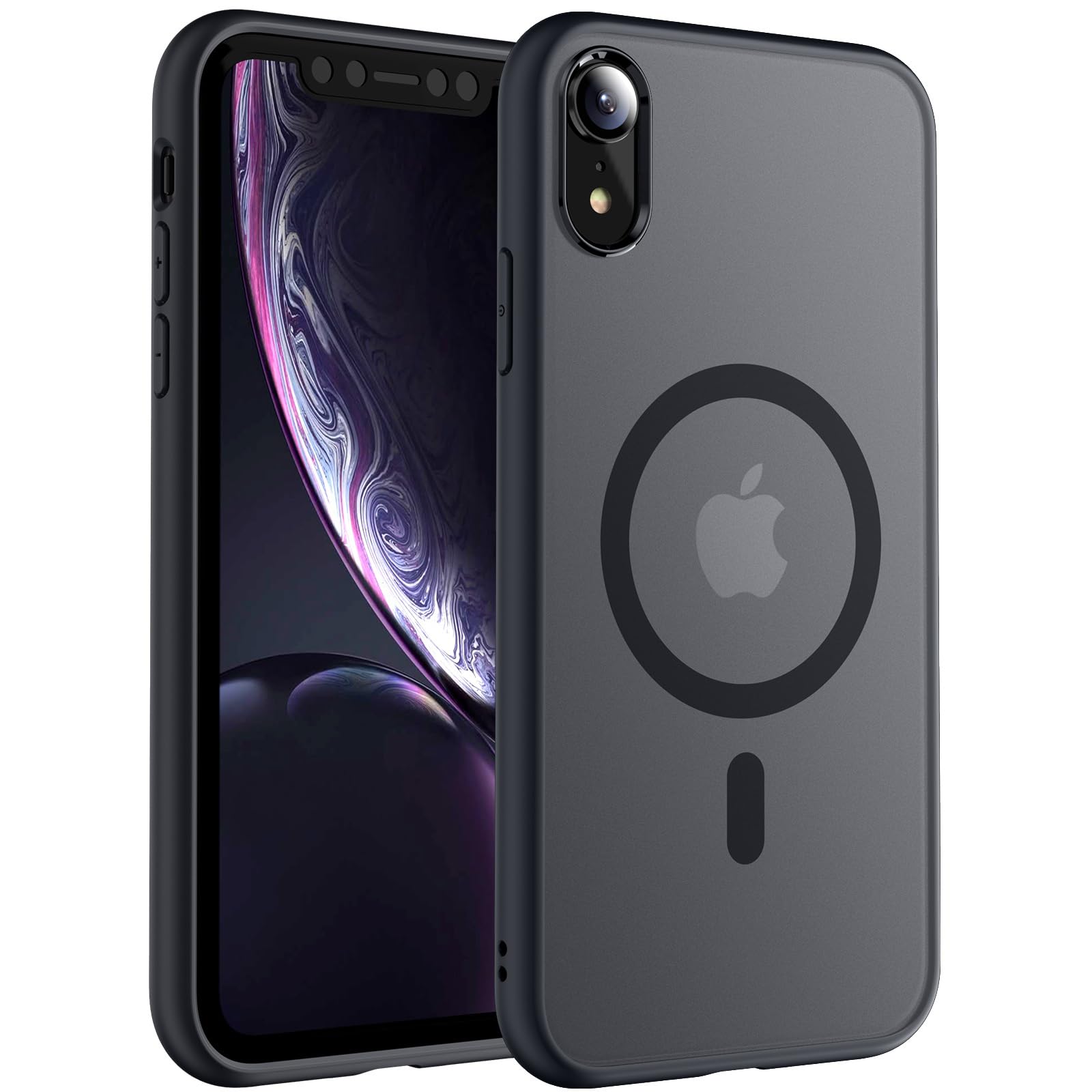TOCOL Cover Magnetica per iPhone XR 6,1 Pollic, Compatibile con MagSafe, Custodia Antiurto Traslucida Opaca, Nero