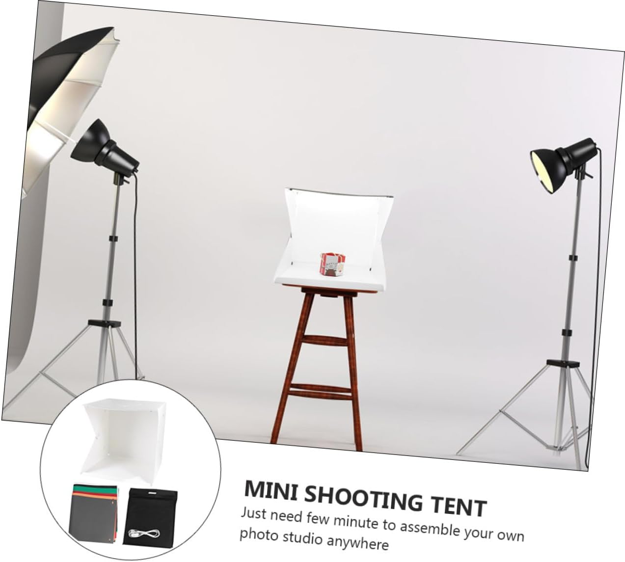 40cm Portable Photography Backdrop Tent with Adjustable LED Lighting, Dual Light Bars and 6-Color Fabric Backgrounds, Mini Photo Studio Box for Product and Portrait Photography