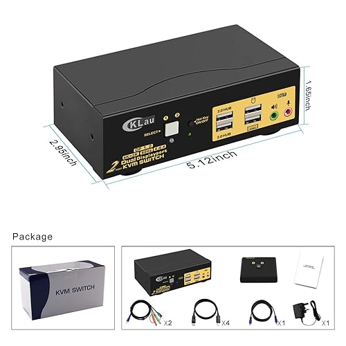 Miniatura 7 de CKLau 2 puertos USB 30 Triple Monitor KVM Switch Displayport 14 Soporte 8K 30Hz 4K 144Hz 2 computadoras 3 monitores teclado de video mouse