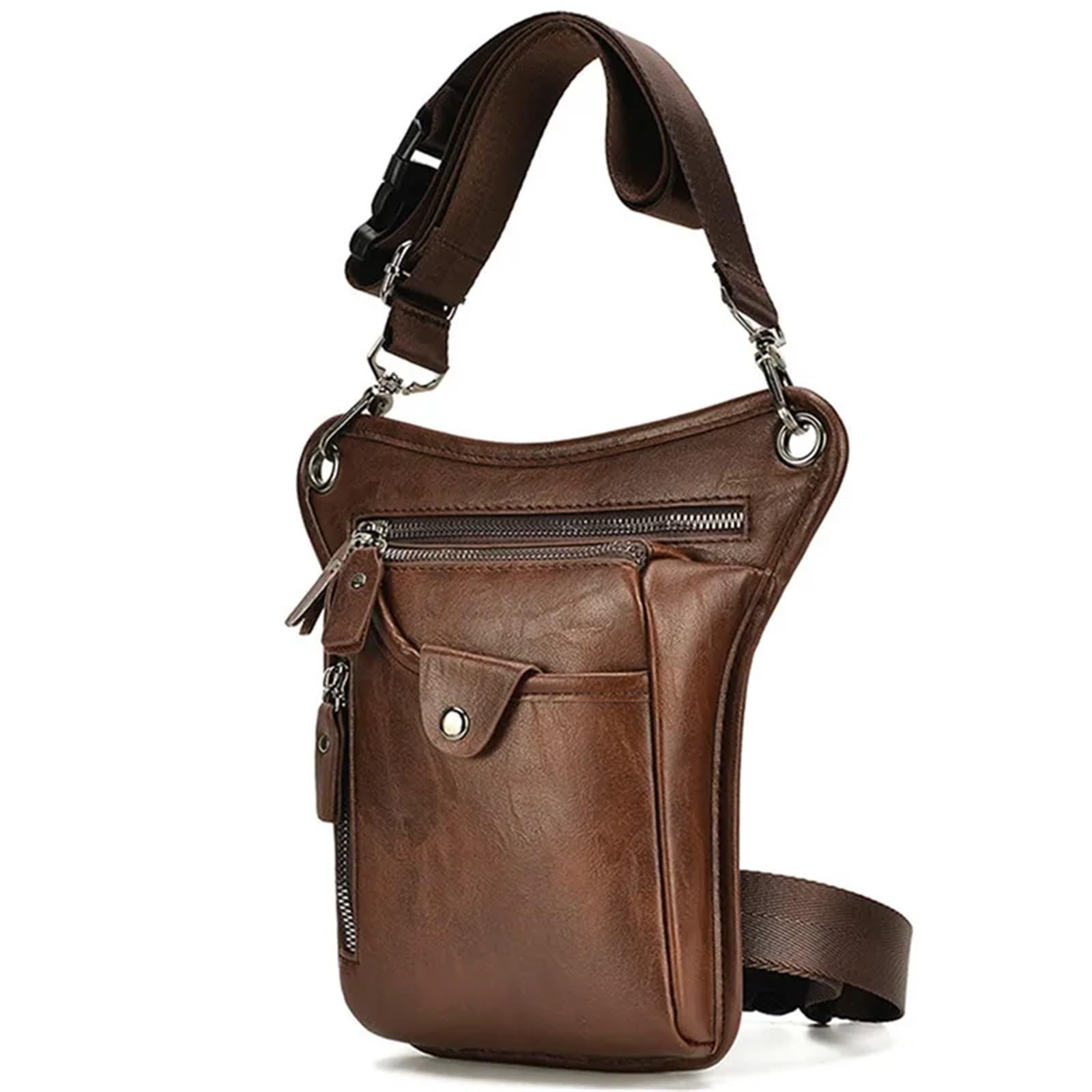 Sacoche de Jambe Moto Imperméable Sac Banane Vintage en Cuir PU for Homme et Femme, Sacoche Multifonction for Moto, vélo, randonnée, Camping