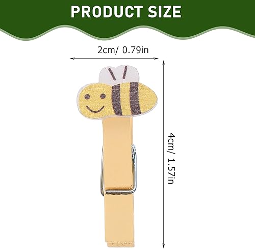 Miniatura 3 de ABOOFAN 30 pinzas para la ropa con cuerda de madera con clips de fotos de abeja para colgar fotos, ropa, manualidades, artes al aire libre e interior
