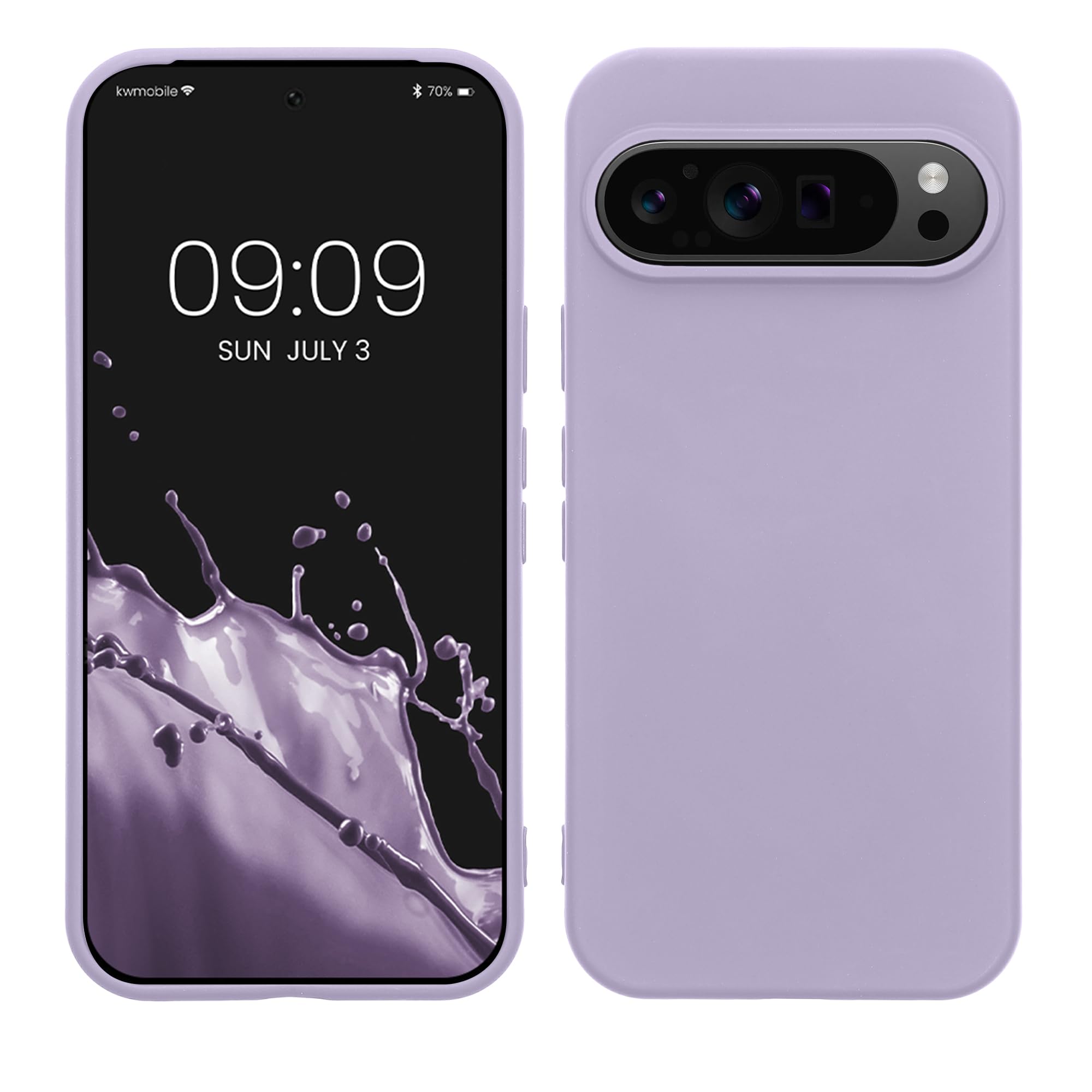 kwmobile Case Compatible with Google Pixel 9 / Pixel 9 Pro Case - Slim Protective TPU Silicone Phone Cover - Lavender