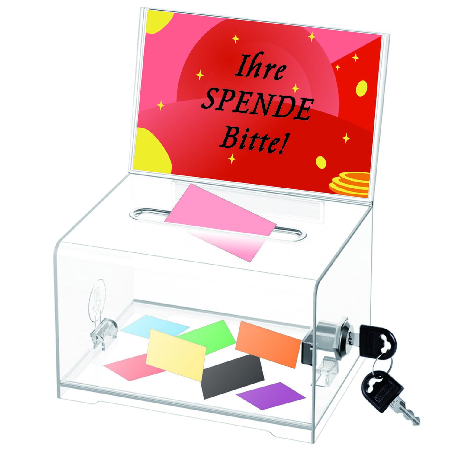 Spendenbox Losbox Boîte de rangement verrouillable Transparent-1
