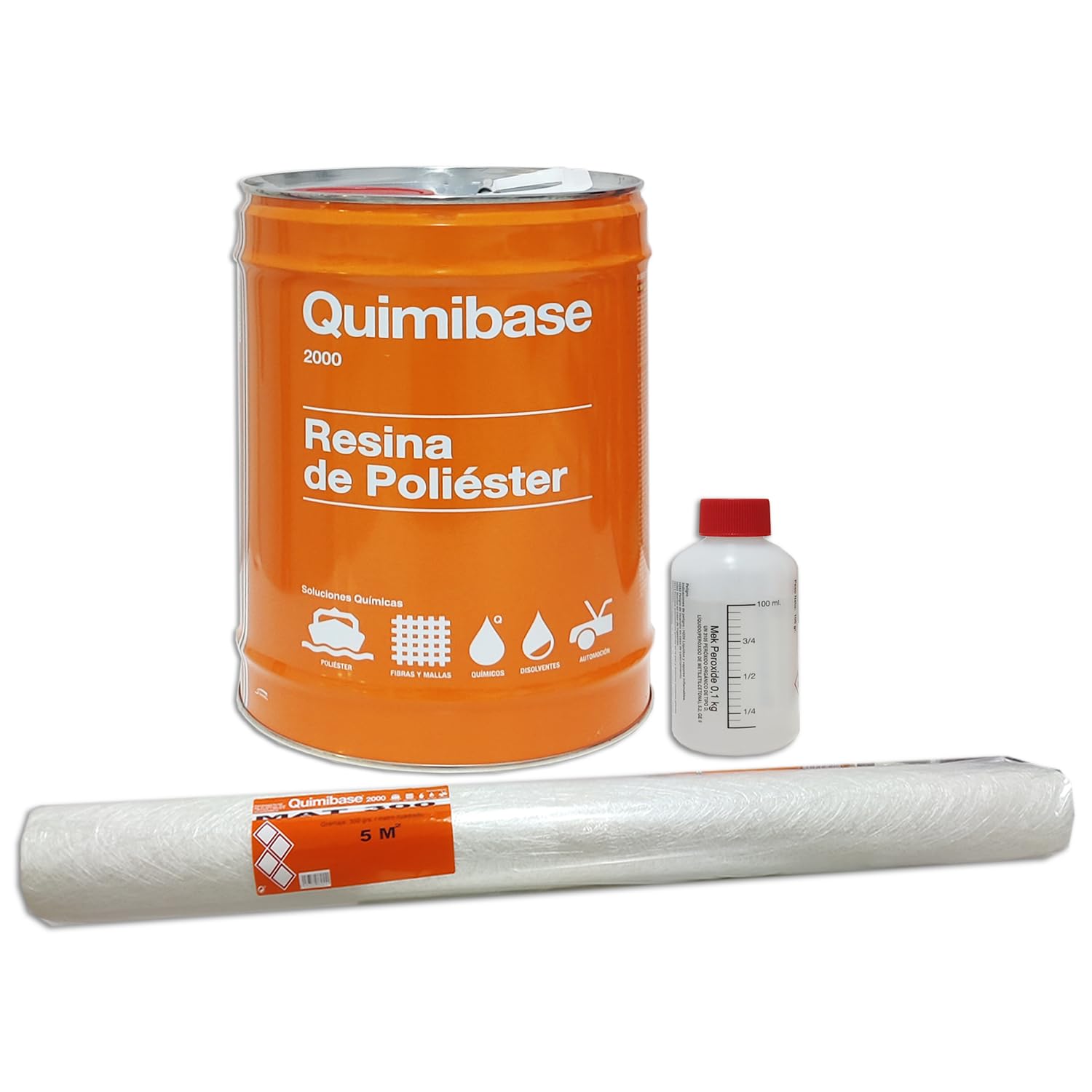 Resina Poliéster + Catalizador 5Kg + Manta Fibra De Vidrio Mat 300 5 M2