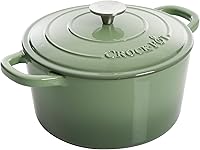 Vista 30 de Crock-Pot Artisan - Horno holandés redondo de hierro fundido esmaltado, 7 cuartos de galón, color verde pistacho