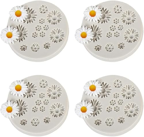 4 moldes de silicona con forma de margarita, molde de caramelo para fondant, mini moldes de chocolate con flores para decoración de pasteles, disponible en Yaxa Colombia