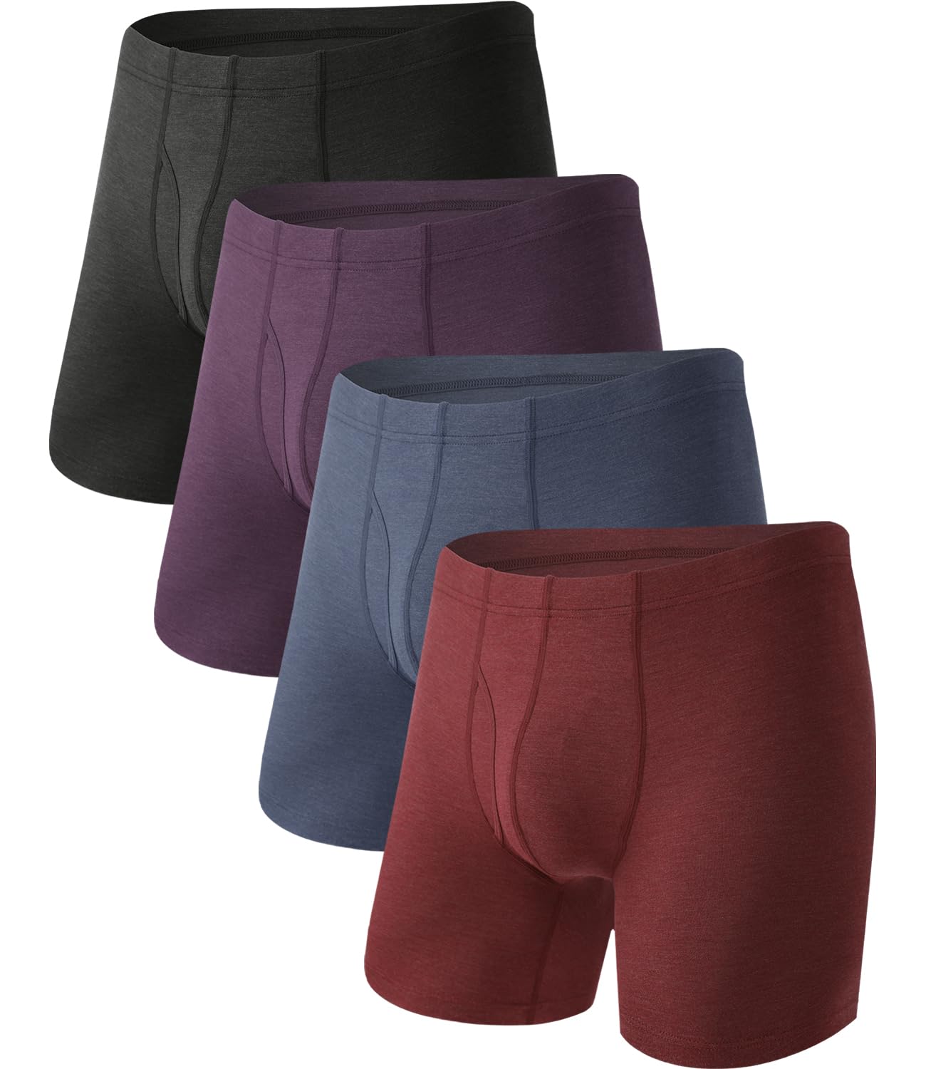 BAMBOO COOLMen's Ultra ComfortSoft Underwear, Moisture Wicking & Breathable No Ride Up Boxer Briefs with Fly, Multipack