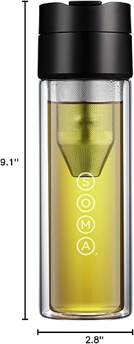 Miniatura 10 de Botella de té y café de doble pared de cristal de Soma, Negra, 12 onzas (SM18501K)