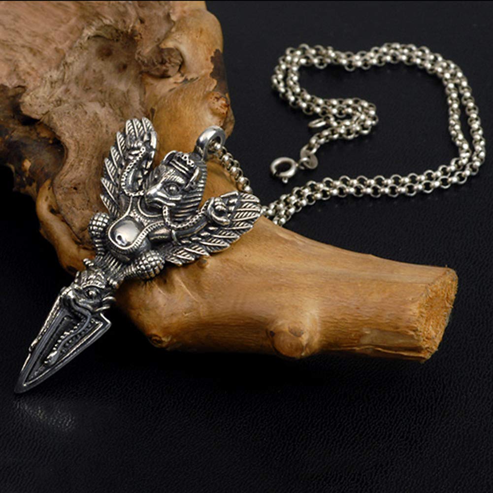 Vintage Naszyjnik Vajra Pestle Demon Amulet Klasyczna religia biżuteria dla mężczyzn z biżuterią, Halskette55cm