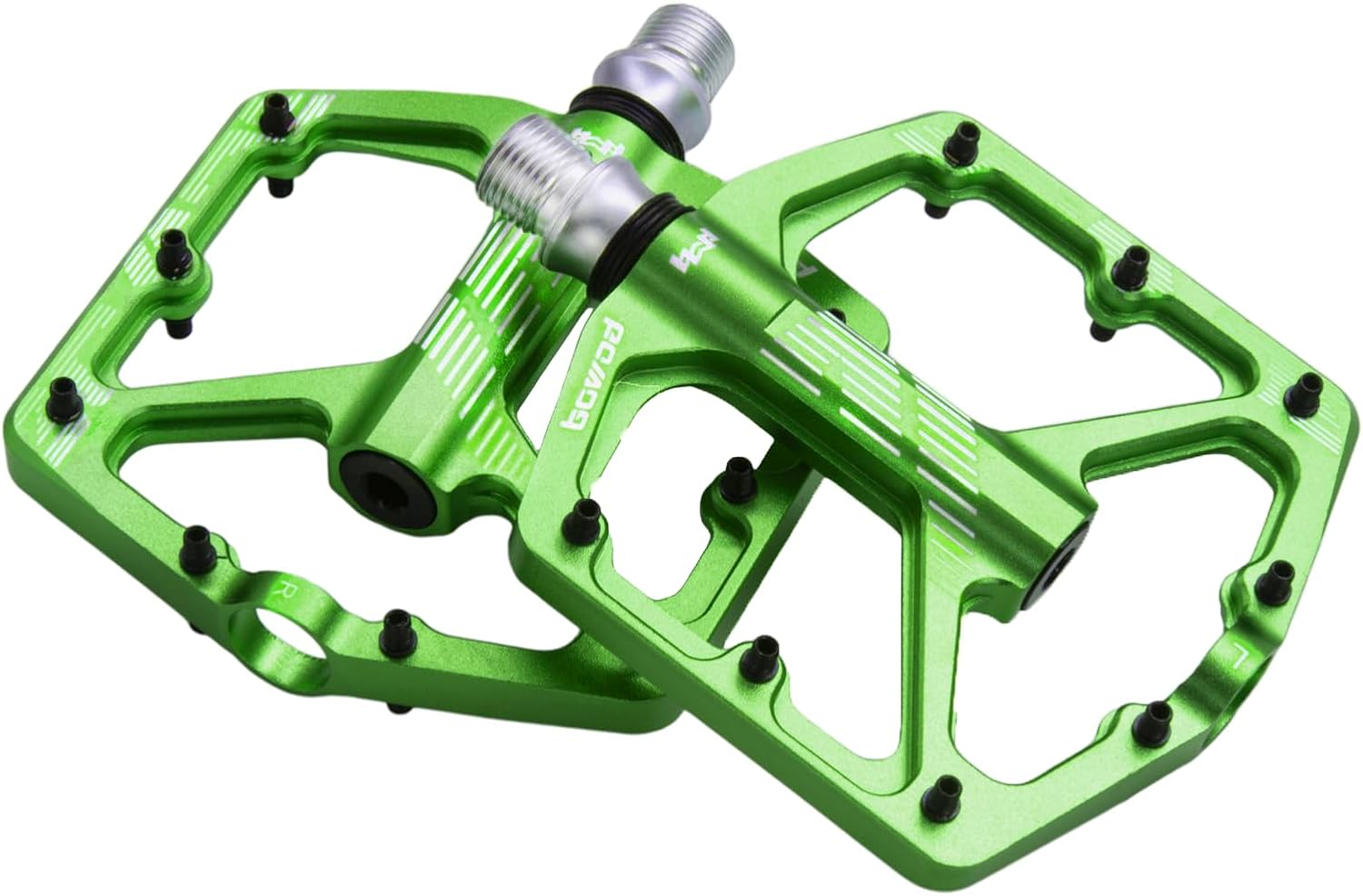 MTB Pedals Flat, Gravel Bike Pedals Flat, Light CNC Aluminum Alloy Platform Pedal w 3 Bearings Cr-Mo Spindle, Grippy Bicycle Pedals w 16pcs Pins, Mountain Bike Pedals Adult Child BMX Bike 9/16"