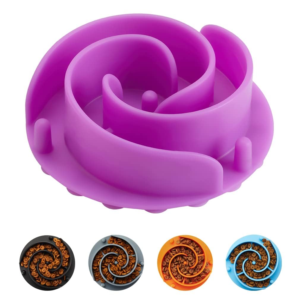 Slow Feeder Dog Bowls Insert, Animire Soft Silicone Slow Eating Dog Food Bowl for Small, Medium and Large Dogs, Compatible with Regular and Elevated