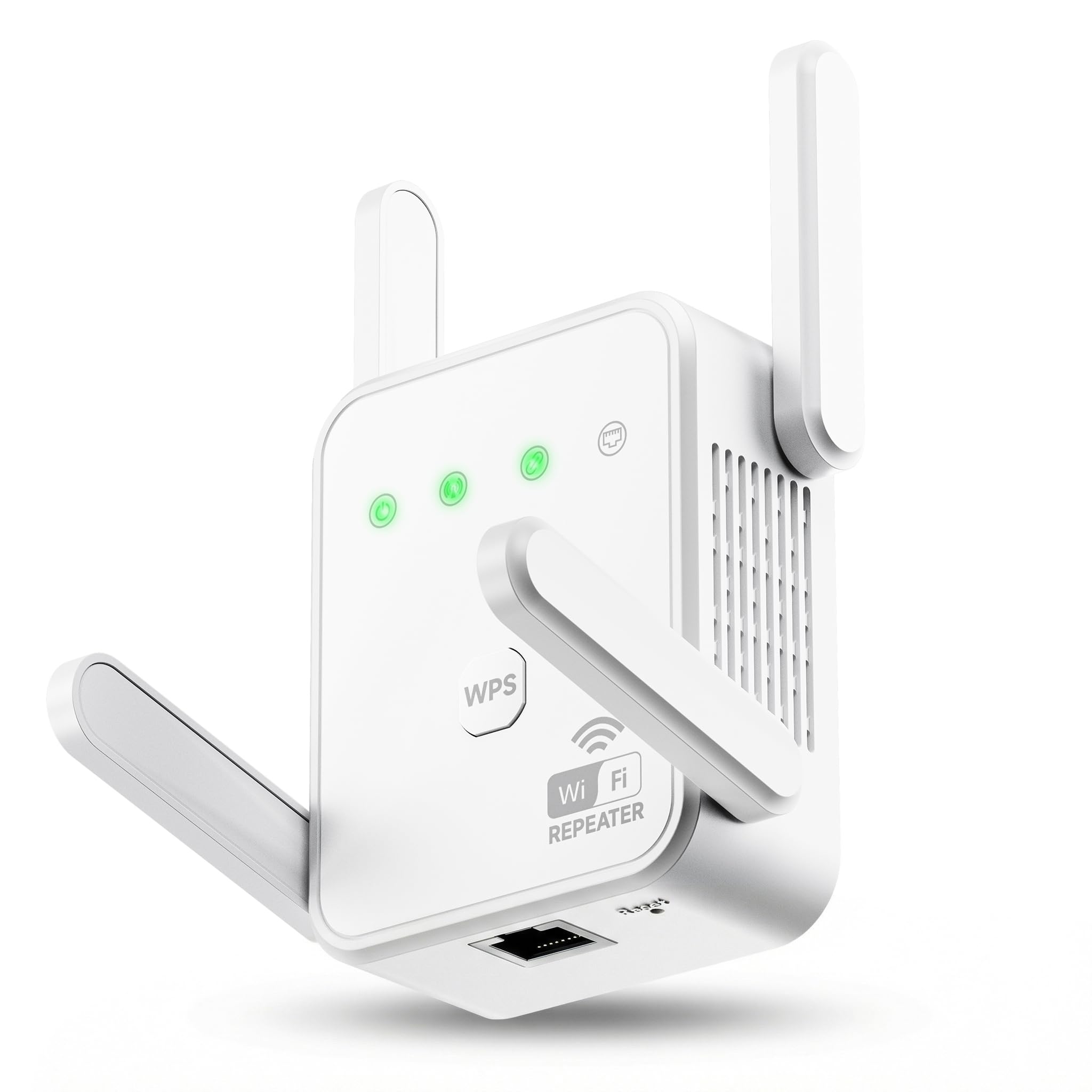 1200Mbps WiFi Extender Signal Booster for Home, Dual Band 5GHz/2.4GHz Wireless Internet Repeater with 4 External Antennas, Covers Up to 3600 Sq.ft & Supports 80 Devices, AP Mode with Ethernet Port