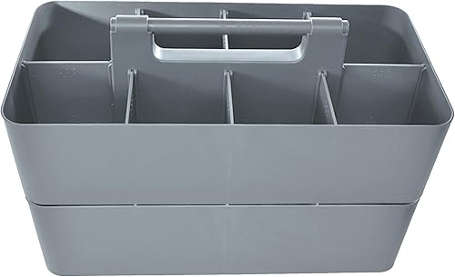Paquete de 2  Portátil DIY 8 divisores, herramienta de plástico duradero y carrito de limpieza con asa fabricado en Estados Unidos (gris Orion)