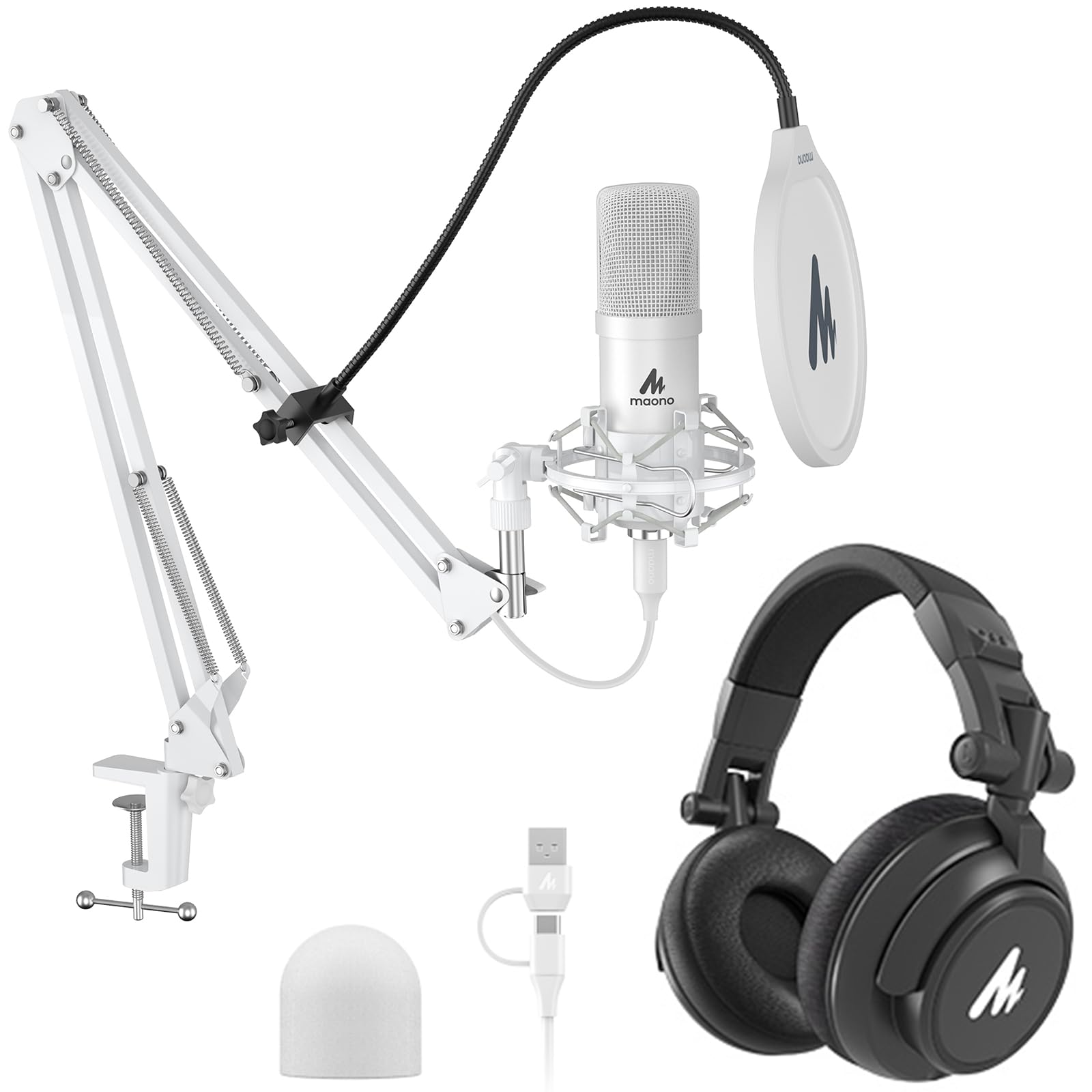 MAONO AU-A04H USB Microphone Kit with Headphone for PC, Podcast &amp; Gaming