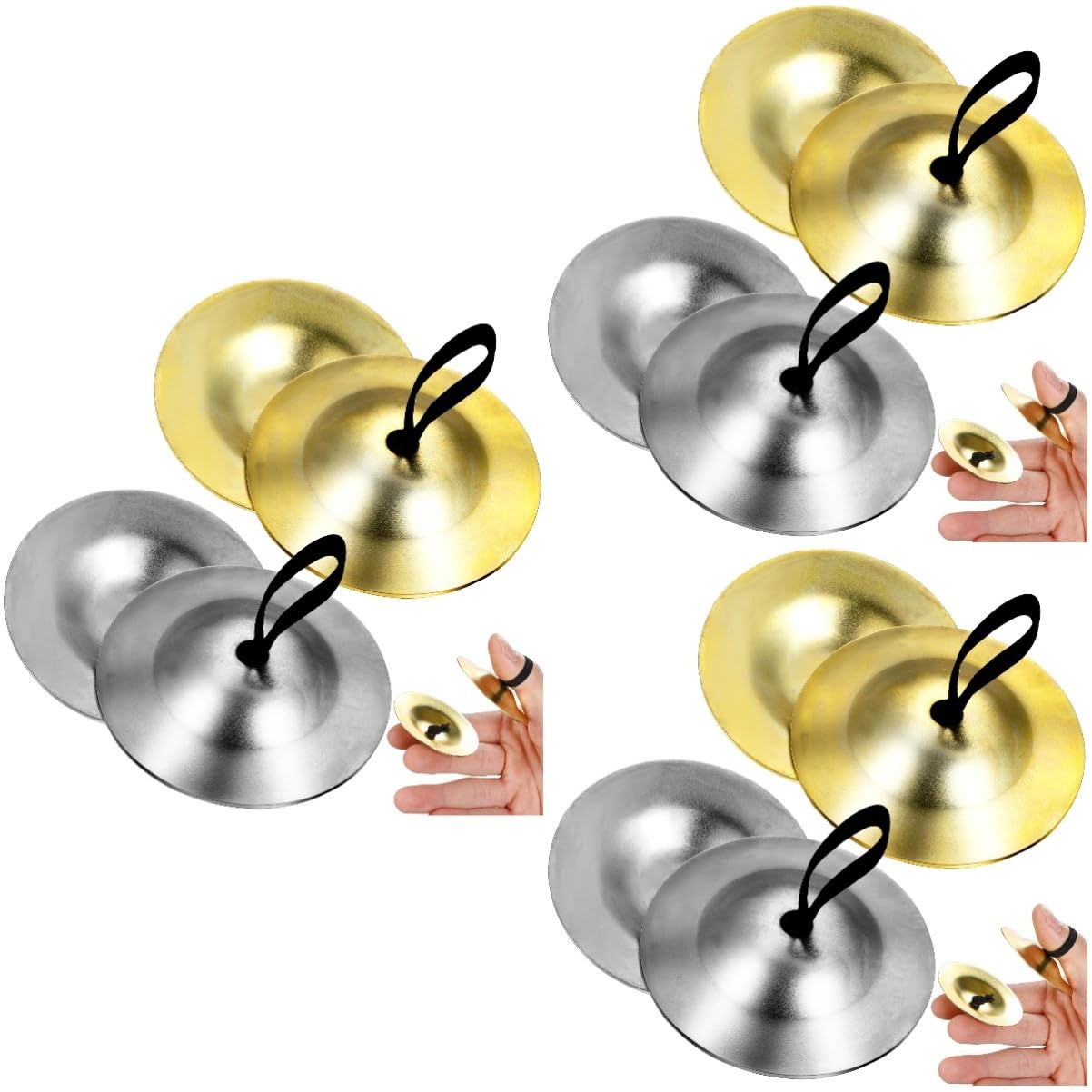 ibasenice 3sets Finger Zills Dance Finger Cymbals Boys and Girls Toys Small Brass Zills Musical Instruments for Boys and Girls Dance Party Props 2pairs*3