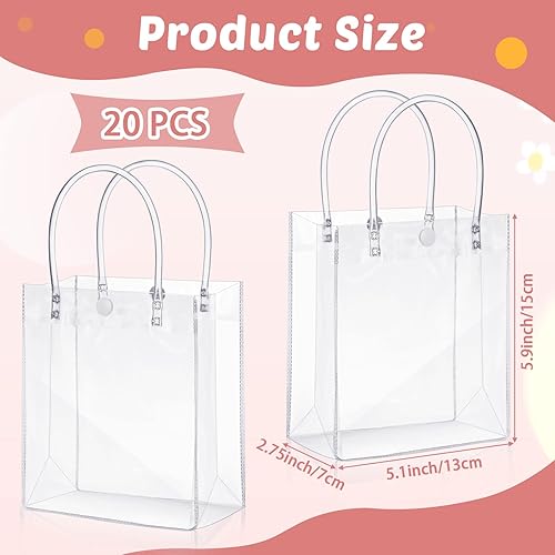 Miniatura 2 de 20 bolsas de regalo de PVC transparente con asas de 59 x 51 x 276 pulgadas bolsas de regalo transparentes de plástico reutilizable bolsa de regalo