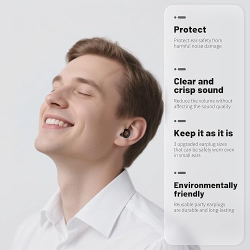 Miniatura 2 de Tapones para los oídos, tapones para los oídos para reducción de ruido, tapones para los oídos reutilizables, tapones para los oídos de conciertos,