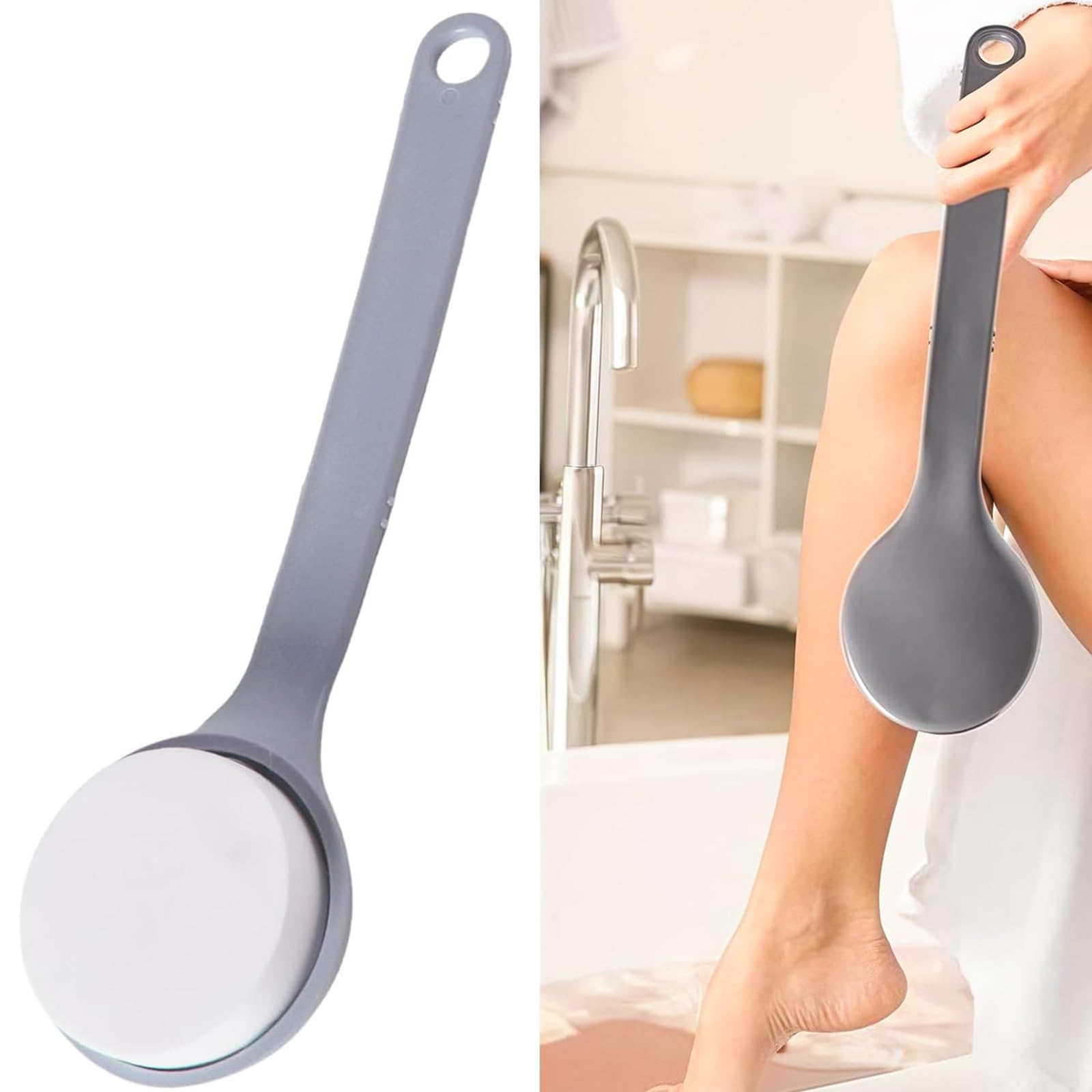 2 PCS Dry Brushing Body Brush, Back Scrubber for Bathing with Long Handle, Dry Brush for Skin, Men and Women's Lotion Applicator for Back (11.6 in, Grey)-image-32