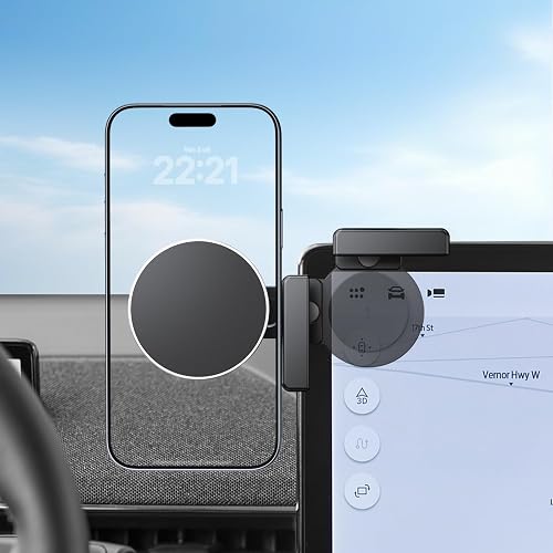 Magnetic Phone Holder Compatible with 2021-2026 Ford Mustang Mache 15.5 Inch, Screen-Friendly for MagSafe Magnetic Car Dash 360° Adjustable Phone Holder